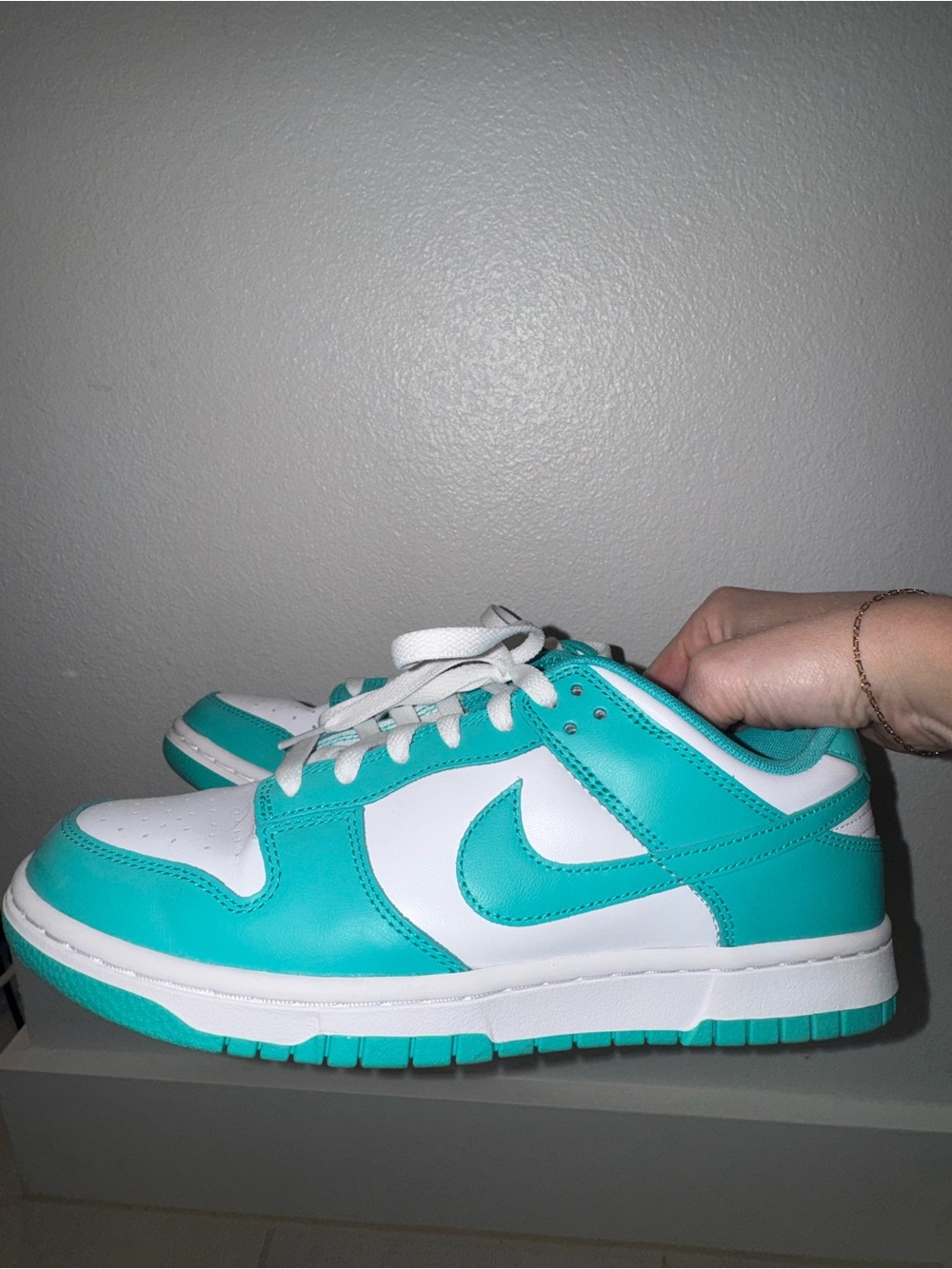 Nike Mens Low-Top Dunks in Teal and White